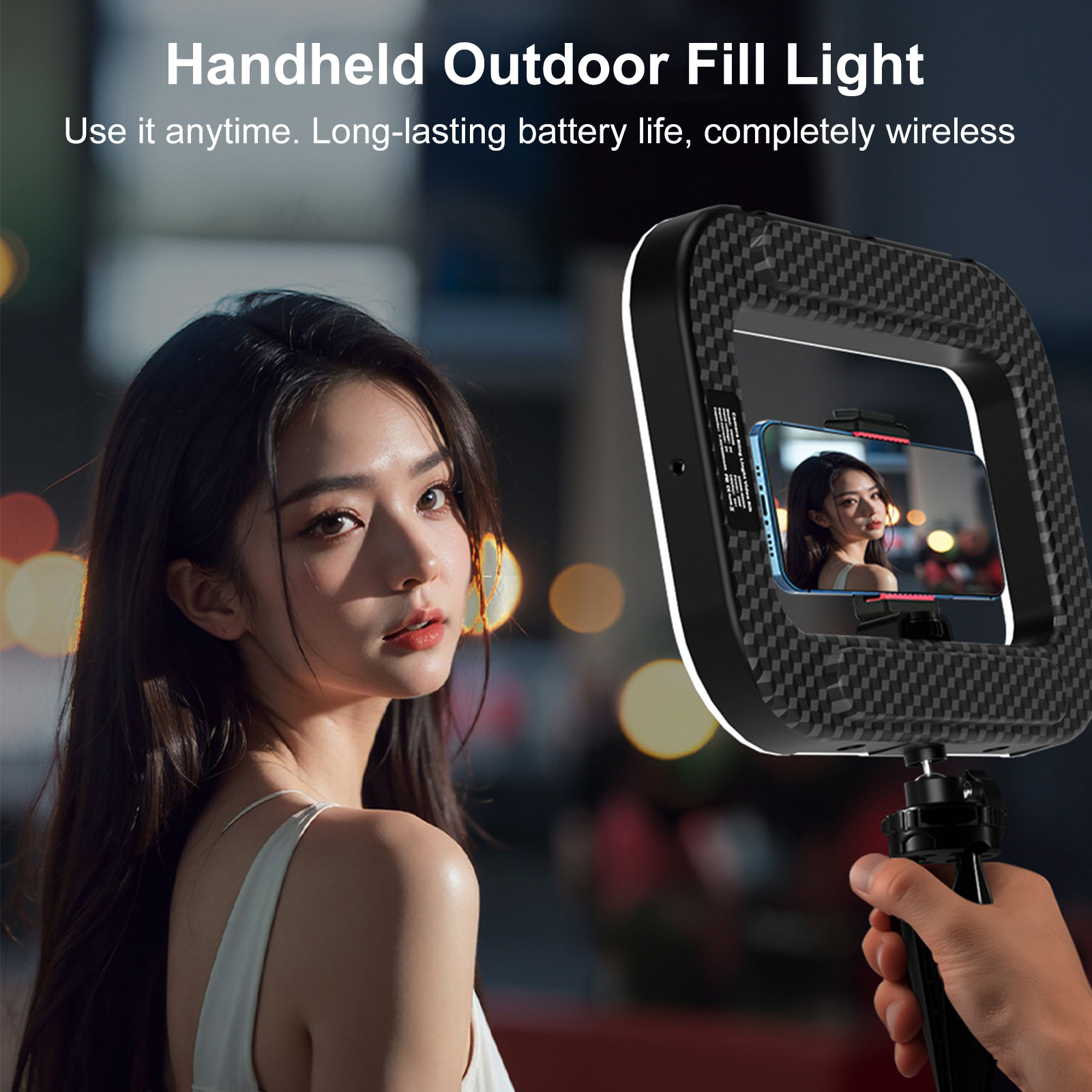 Photography Lighting Spotlight - Stabilisateur de téléphone portable rechargeable avec
