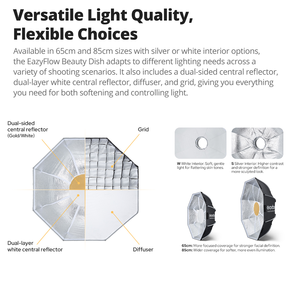 Godox 65cm 85cm EazyFlow Beaut - Photography Lighting Beauty Dish avis et prix